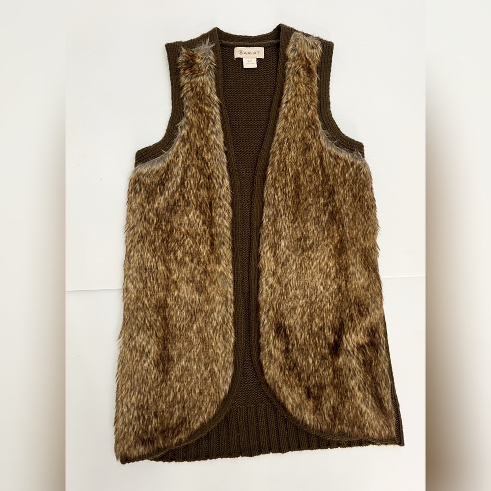 Ariat Sweater Vest Faux Fur Womens - S